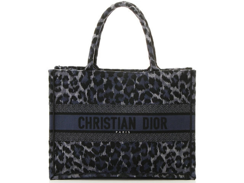 Christian Dior Book Tote Bag Navy Blue Black Canvas